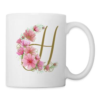 Flower tendril with letter H - Mug - white - Right