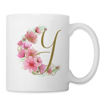 Blumenranke mit Buchstabe Y - Tasse - Weiß - Rechts