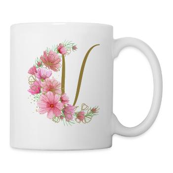 Flower tendril with letter V - Mug - white - Right