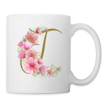 Flower tendril with letter T - Mug - white - Right