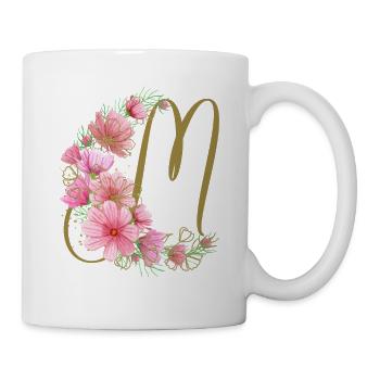 Blumenranke mit Buchstabe M - Tasse - Weiß - Rechts