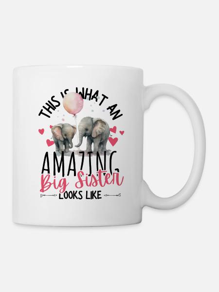 Schwangerschaft verkünden mit süßen Elefanten - Tasse - Weiß