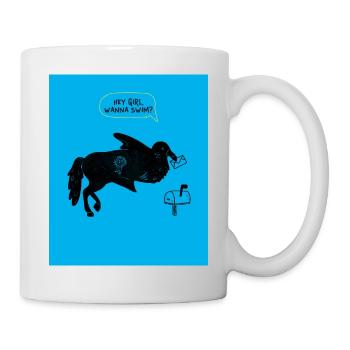 HEY MÄDCHEN, WILLST DU SCHWIMMEN? - Tasse - Weiß - Rechts