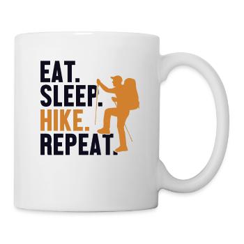 Eat Sleep Hike Repeat Bergwandern Hiking Trekking - Tasse - Weiß - Rechts