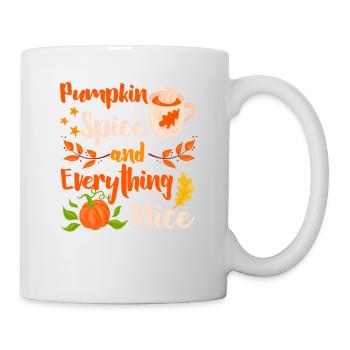Kürbisgewürz und alles Schöne Niedliche Herbst - Tasse - Weiß - Rechts