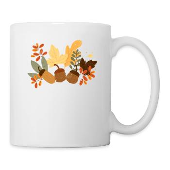 Herbstblätter Eicheln Herbst Eichhörnchen Ernte - Tasse - Weiß - Rechts