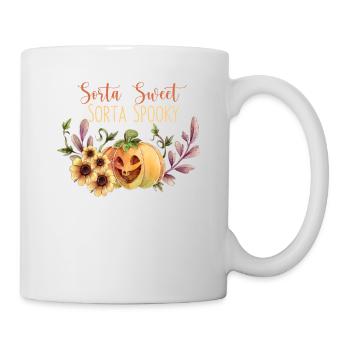 Irgendwie süß Irgendwie gruselig Blume Kürbis - Tasse - Weiß - Rechts