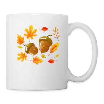 Herbstblätter Eicheln Herbst Eichhörnchen Ernte - Tasse - Weiß - Rechts