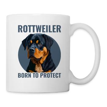 Rottweiler Rottie - Born to protect - Tasse - Weiß - Rechts