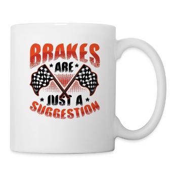 Brakes are just a suggestion, Racing Checkered - Mug - white - Right