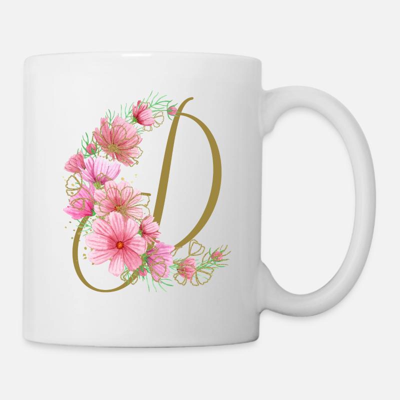 vrille florale avec la lettre D - Mug blanc - blanc