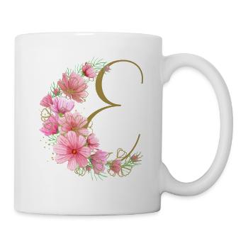 Blumenranke mit Buchstabe E - Tasse - Weiß - Rechts