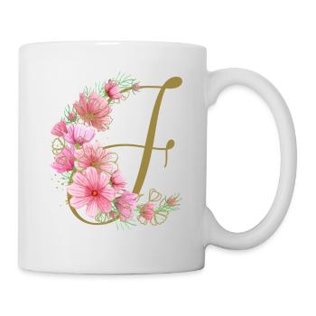 Blumenranke mit Buchstabe F - Tasse - Weiß - Rechts