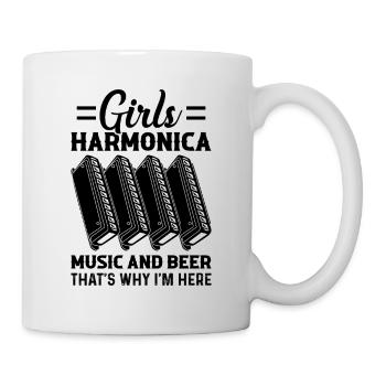 Girls Harmonica Music And Beer That's Why I'm Here - Tasse - Weiß - Rechts