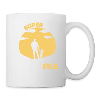 Super Papa Super Fils Cadeau Pere Fête des Pères - Mug blanc - blanc - Droite