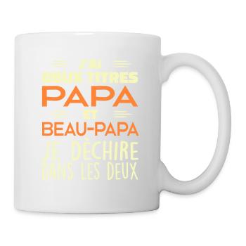 J'ai Deux Titres Papa et Beau Papa - Meilleur Papa - Mug blanc - blanc - Droite