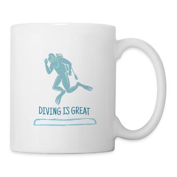 Diving Is Great Retro Diver Designs Present - Tasse - Weiß - Rechts