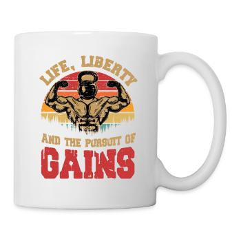 La vie, la liberté et la poursuite des gains de poids au gymnase - Mug blanc - blanc - Droite