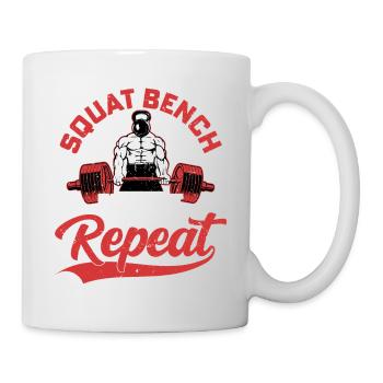 Squat, banc, soulevé de terre, haltérophilie répétée Trai - Mug blanc - blanc - Droite