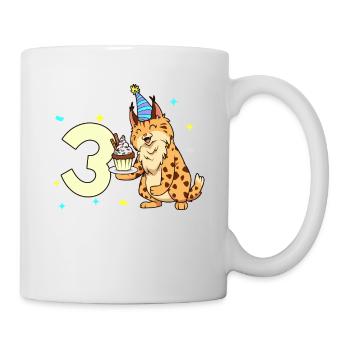 With lynx - children's birthday 3 years - Mug - white - Right