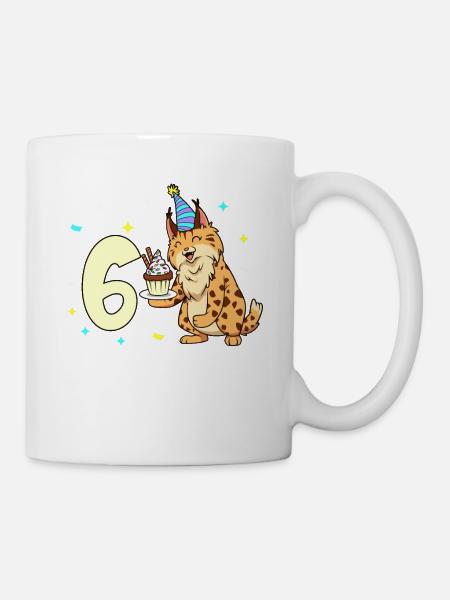 Mit Luchs - Kinder Geburtstag 6 Jahre - Tasse - Weiß
