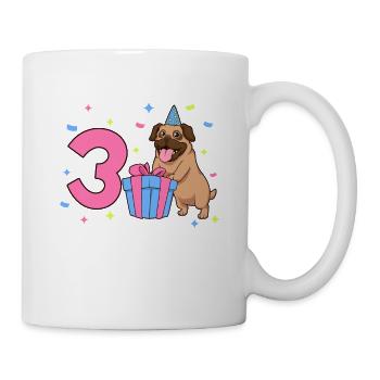 Avec Carlin - Anniversaire de fille 3 ans - Mug blanc - blanc - Droite