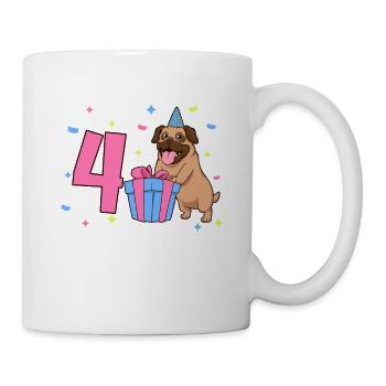 Avec Carlin - Anniversaire de fille 4 ans - Mug blanc - blanc - Droite