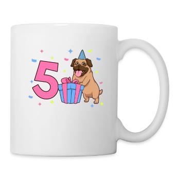 Avec Carlin - Anniversaire de fille 5 ans - Mug blanc - blanc - Droite