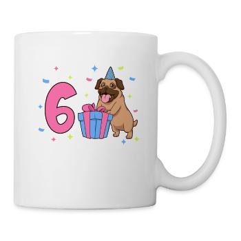 Mit Mops - Mädchen Geburtstag 6 Jahre - Tasse - Weiß - Rechts