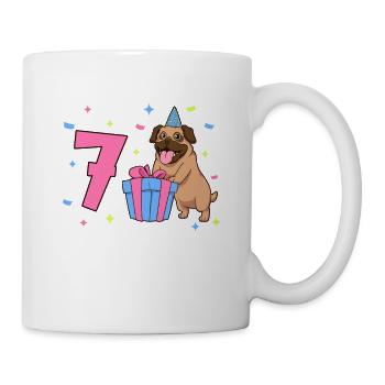 Avec Carlin - Anniversaire de fille 7 ans - Mug blanc - blanc - Droite