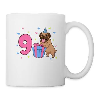 Avec Carlin - Anniversaire de fille 9 ans - Mug blanc - blanc - Droite