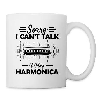 Sorry I Cant Talk I Play Harmonica Harmonica Lover - Tasse - Weiß - Rechts