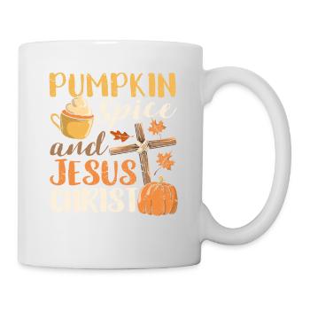 Épices à la citrouille et Jésus-Christ Bonjour l’automne - Mug blanc - blanc - Droite