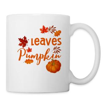 Autumn Leaves and Pumpkins Please Leaf Hello - Mug - white - Right