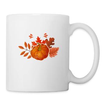 Herbstblätter und Kürbisse Bitte Blatt Hallo - Tasse - Weiß - Rechts