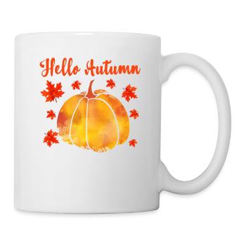 Bonjour Feuilles d’automne Fleurs de citrouille florales d’automne - Mug blanc - blanc - Droite