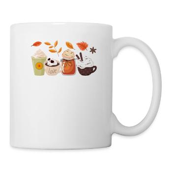 Autumn Coffee Pumpkin Spice Latte Autumn Leaves - Mug - white - Right