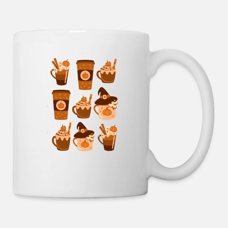 Automne Café Citrouille Spice Latte Feuilles d’automne - Mug blanc - blanc