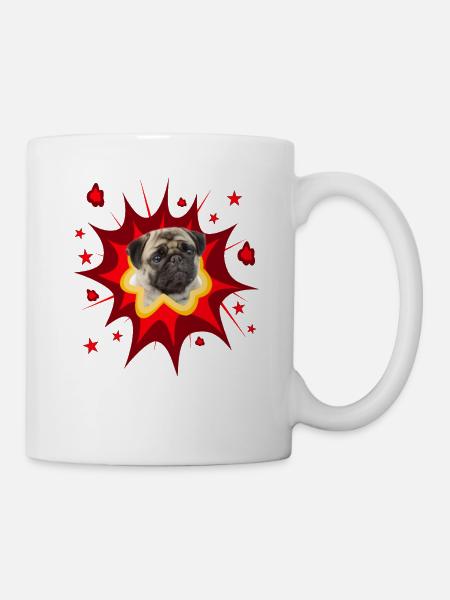 Conception de chien comique - Pow - Carlin - Mug blanc - blanc