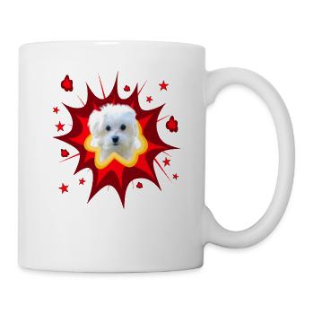 Comic Dog Design - Pow - Maltese - Mug - white - Right