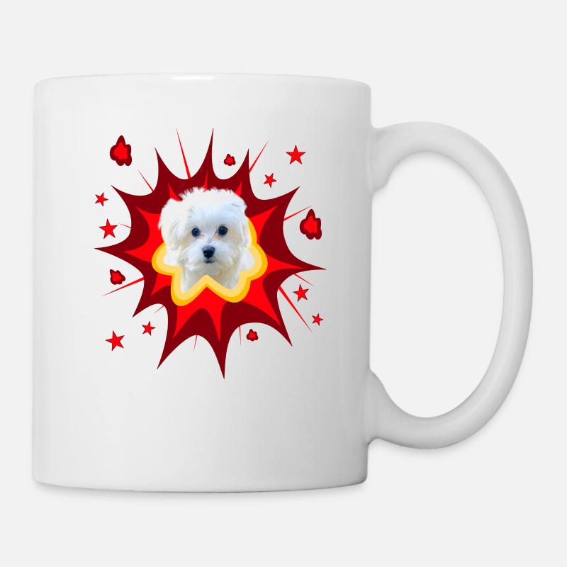 Comic Hund Design - Pow - Malteser - Tasse - Weiß