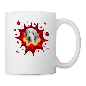 Comic Dog Design - Pow - Old English Sheepdog - Mug - white - Right
