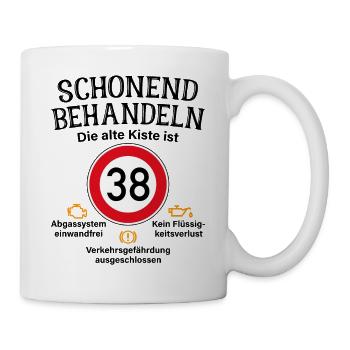 38. Geburtstag Schonend Behandeln 38 Alte Kiste 38 - Tasse - Weiß - Rechts
