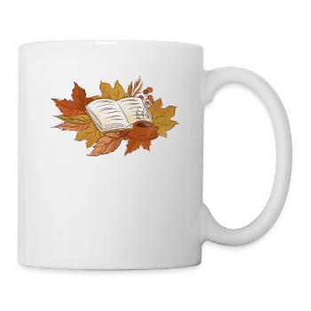 Buch Herbst Hallo Herbst Bücherwurm Bibliothekar - Tasse - Weiß - Rechts