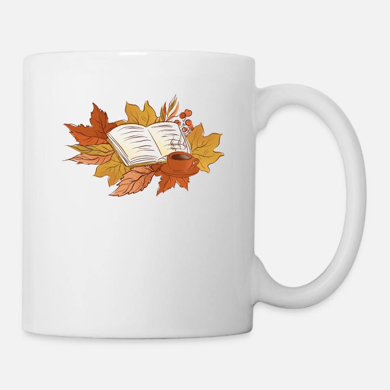 Buch Herbst Hallo Herbst Bücherwurm Bibliothekar - Tasse - Weiß