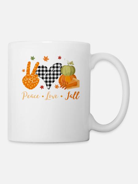 Frieden Liebe Herbst Vibes Hallo Herbst Kürbis - Tasse - Weiß