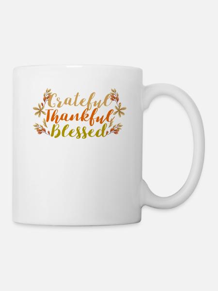 Dankbar Dankbar Gesegnet Erntedank Herbstblätter - Tasse - Weiß