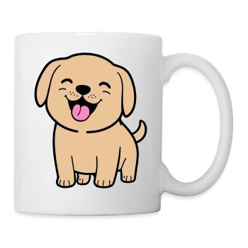 Fröhlicher Hund - Tasse - Weiß - Rechts