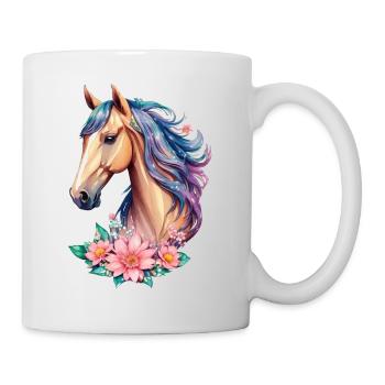 Blumen Pferd für Mädchen in Pastell Farbtönen - Tasse - Weiß - Rechts