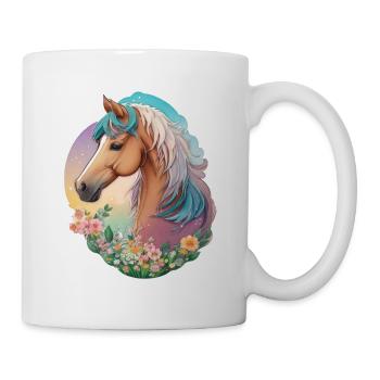 Pferd Pastell Farben Pony in Aquarell Reitsport - Tasse - Weiß - Rechts